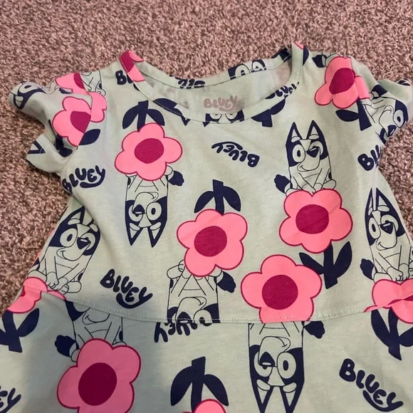 Bluey kids Dress with Pink Floral Design - Picture 2 of 5